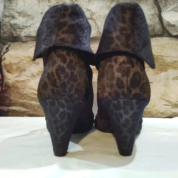 Westies Ankle Boots Booties Leopard Print Fold Over Panther 7.5 - Picture 6 of 13